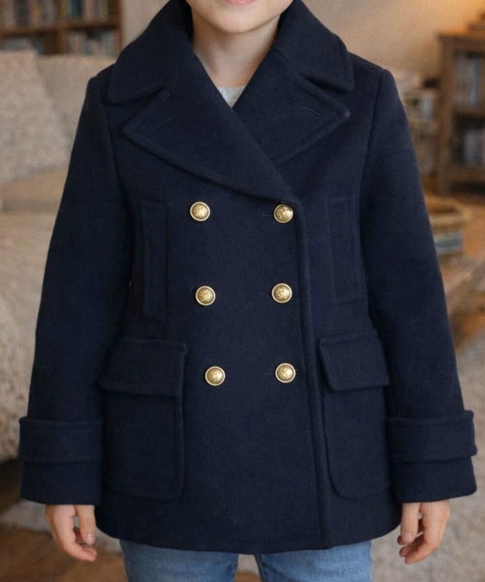 J.Crew Boys Stadium Cloth Peacoat Size 8T Black Wool Blend Nello Gori